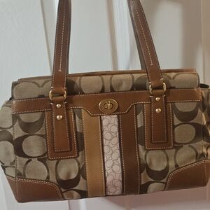 Brown and Tan Designer Tote Bag